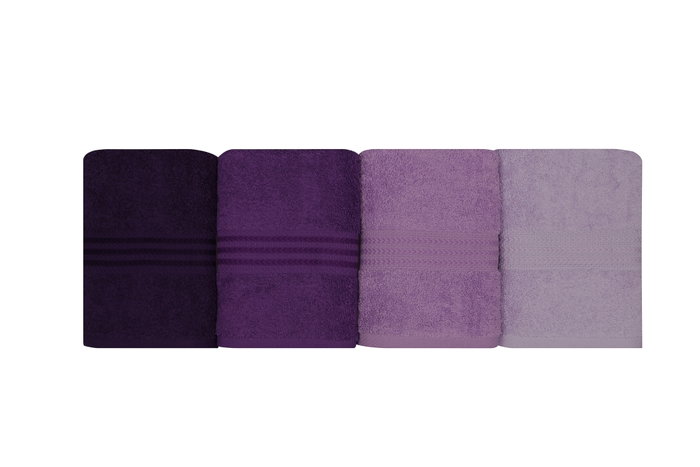 Aucune Juego de 4 toallas de mano - Morado - 50 x 90 cm